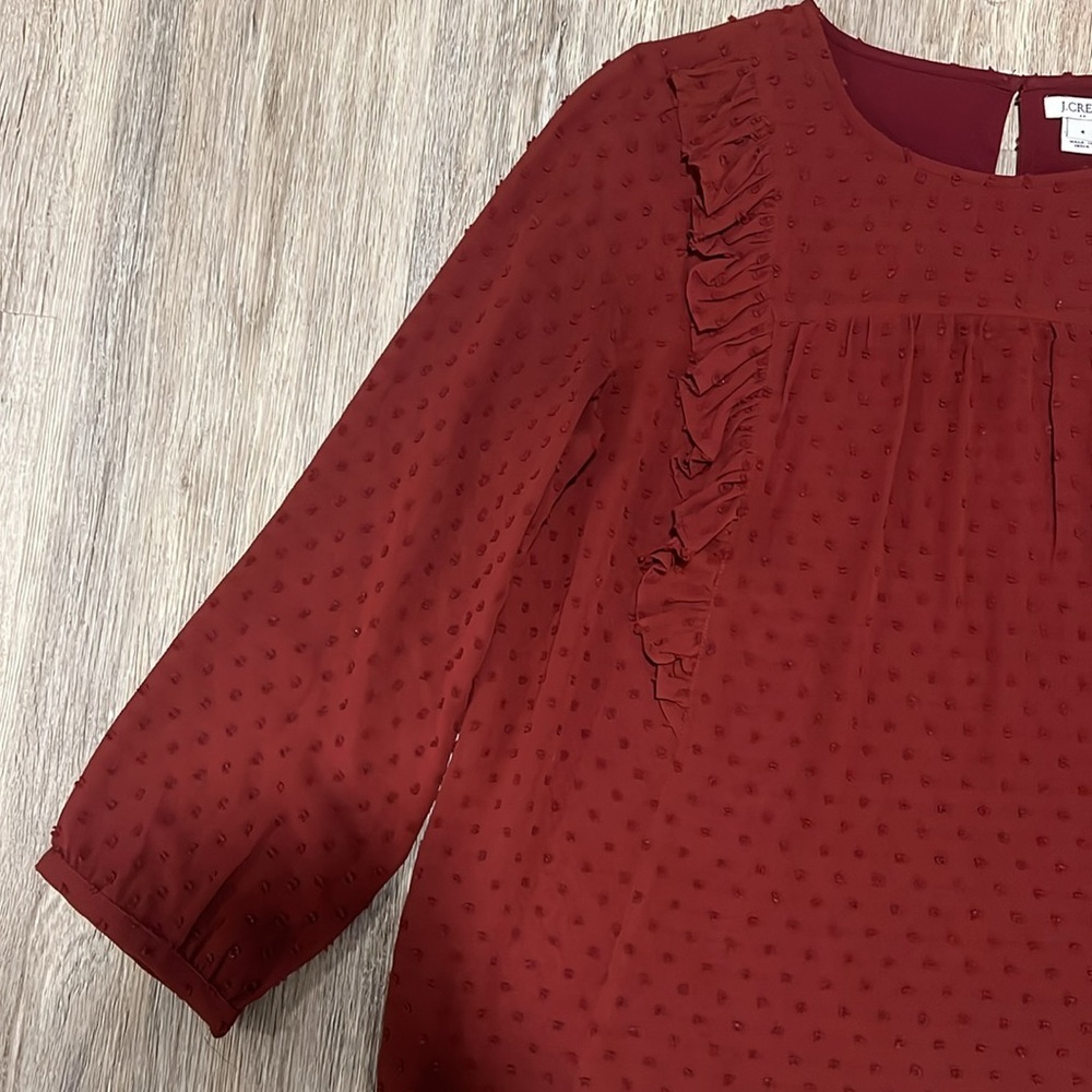 J.Crew Ruffle Front Top In Clip Dot​ - Picture 4 of 14
